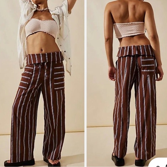 Free People Pants - Free people Striped Brown Women's Pants